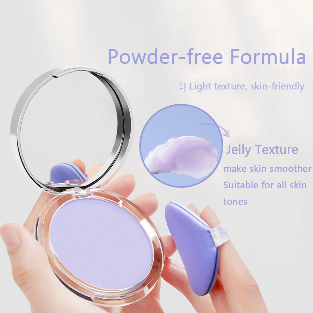 CLY AMS mini blue puff beside open pan for convenient touch-ups