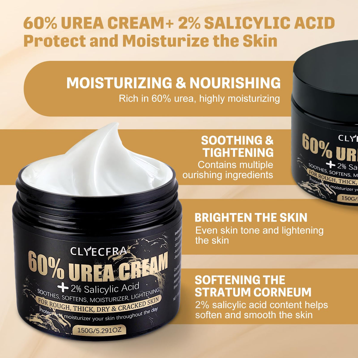 Clyecfra label close-up highlighting urea and salicylic acid strengths
