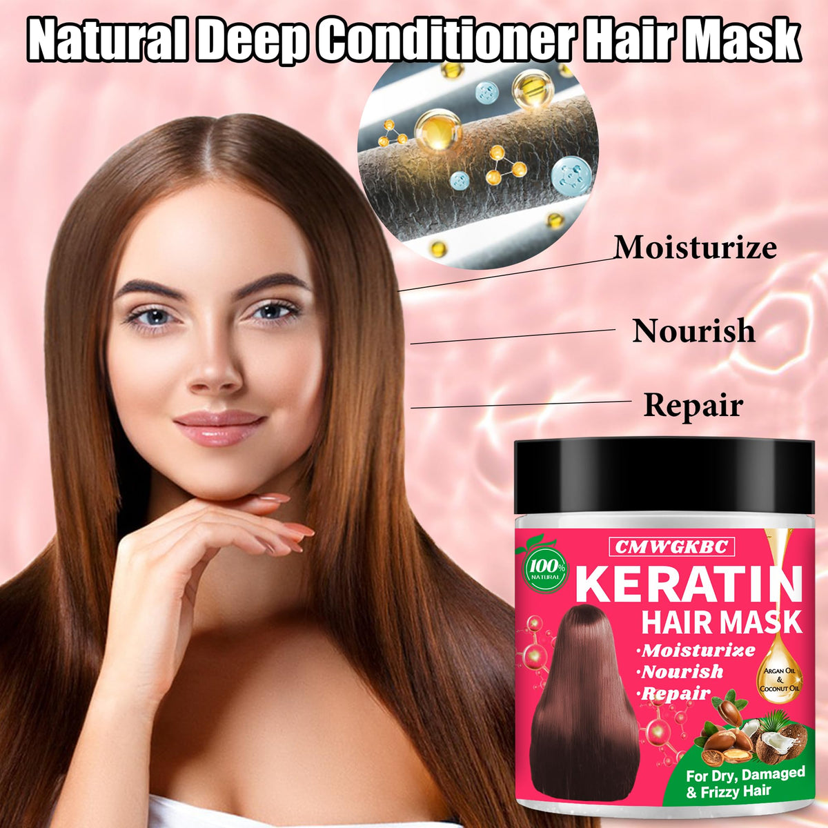 CMWGKBC argan and coconut oils with ingredients display showing natural nourishment benefits