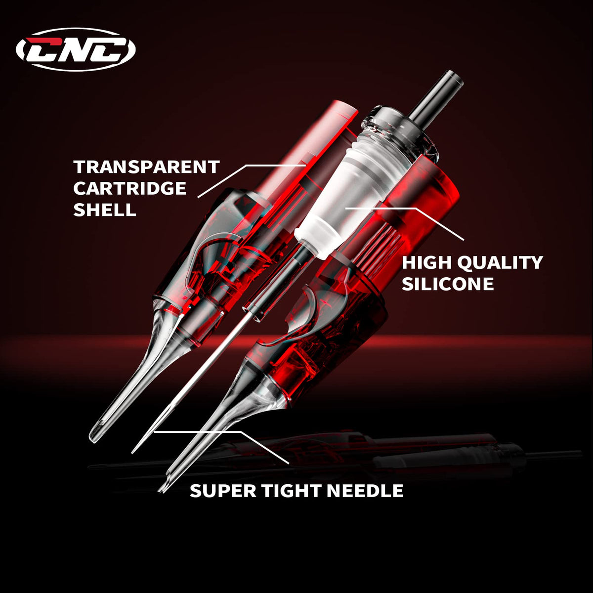 CNC cartridge beside a coin to show scale and needle size for delicate work