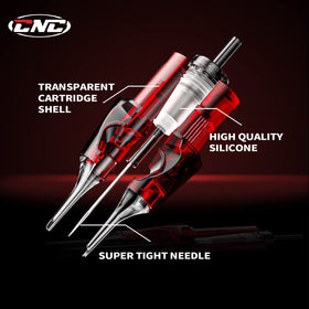 CNC cartridge beside a coin to show scale and needle size for delicate work