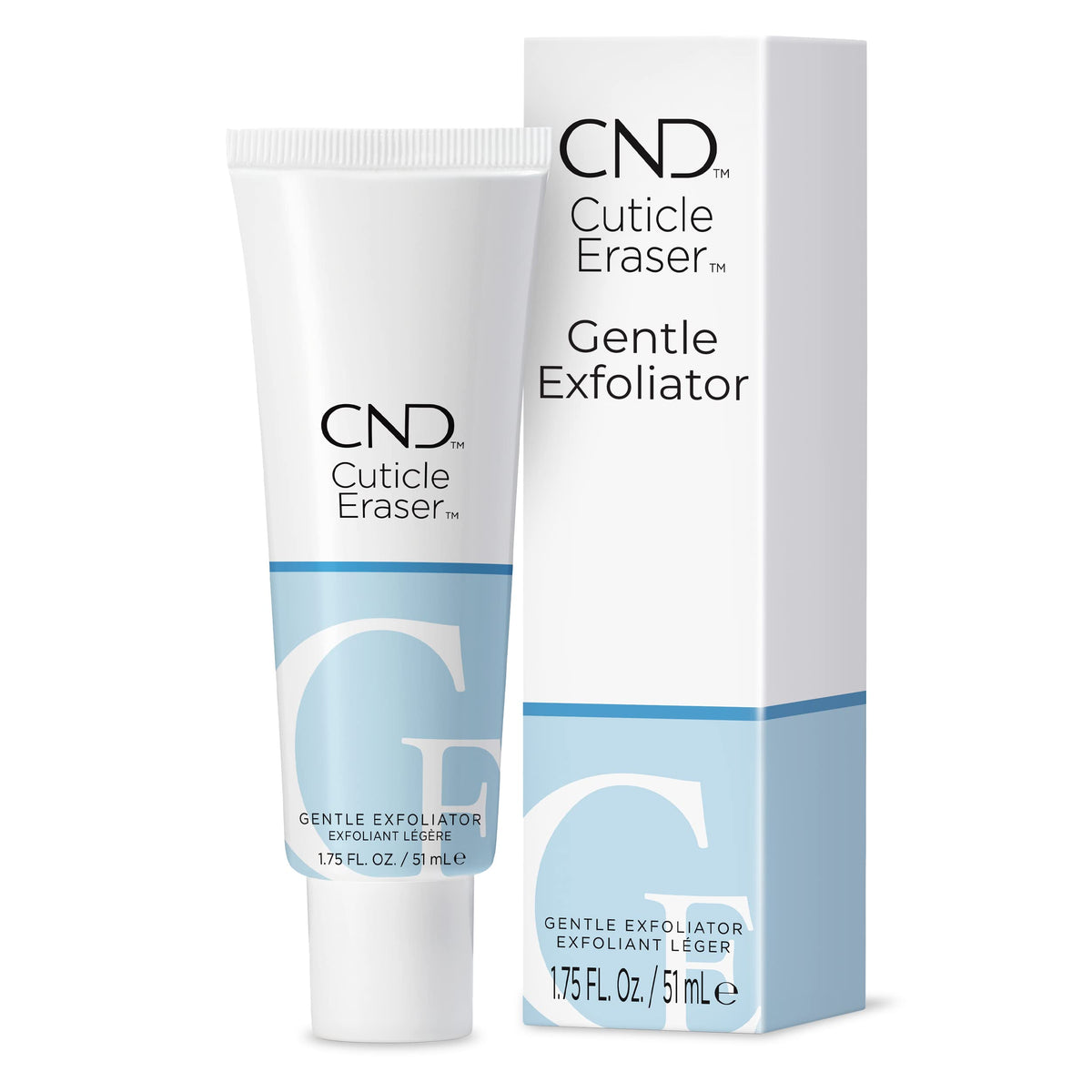 CND Cuticle Eraser front tube showing product and compact size for travel