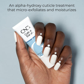 Salon technician using CND Cuticle Eraser demonstrating professional preparation