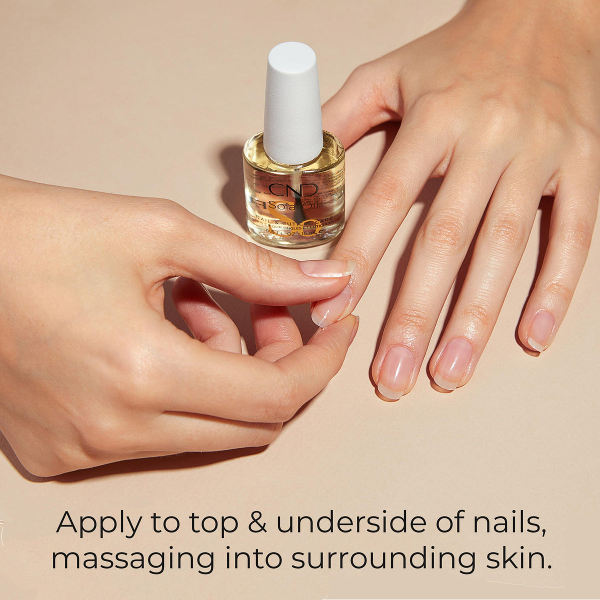 CND lifestyle image of hands during routine showing nourished, flexible nails