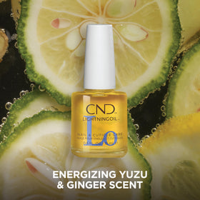 CND LIGHTNINGOIL applied to cuticle while massaging, shows quick moisturizing effect