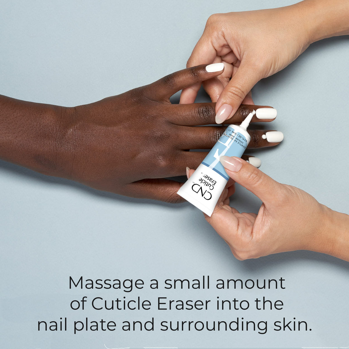 CND products opened with a drop of oil illustrating quick skin absorption