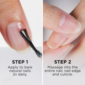 CND RescueRxx applied to natural nails demonstrating easy massage-in use for strengthening