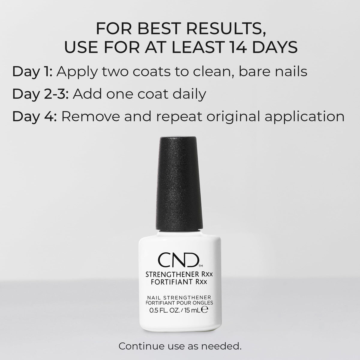 CND Strengthener RXx applied on natural nail demonstrating thicker, smoother surface