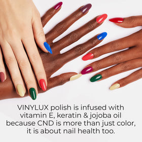 CND Vinylux packaging label detail highlighting brand and shade information