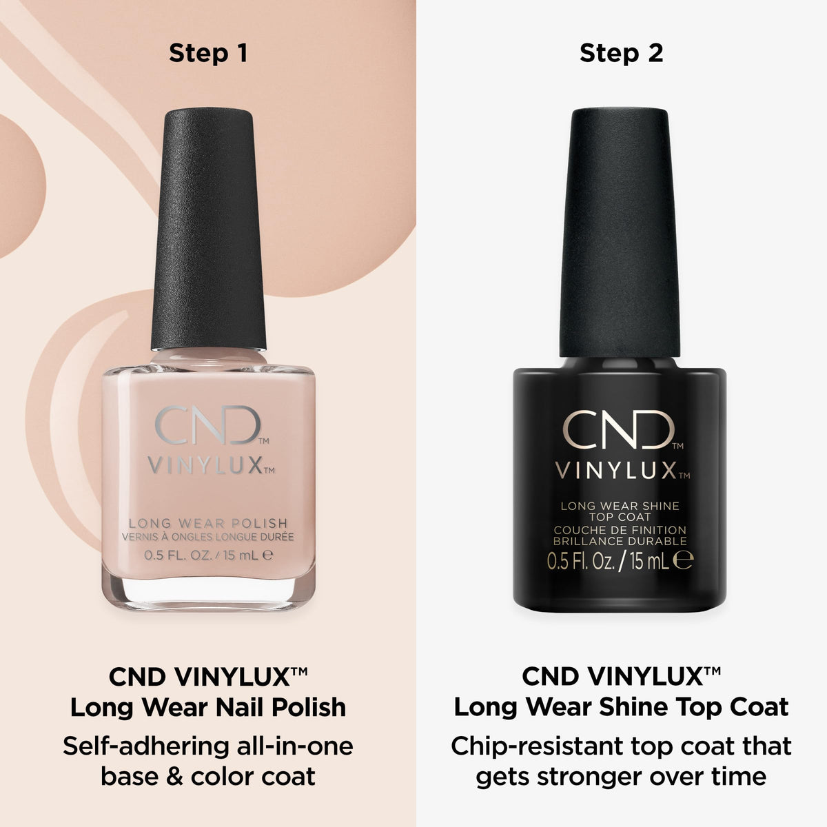 CND Vinylux on a styled manicure setting showcasing long-wear durability advantage