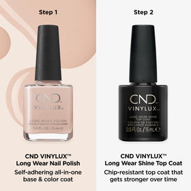 CND Vinylux on a styled manicure setting showcasing long-wear durability advantage