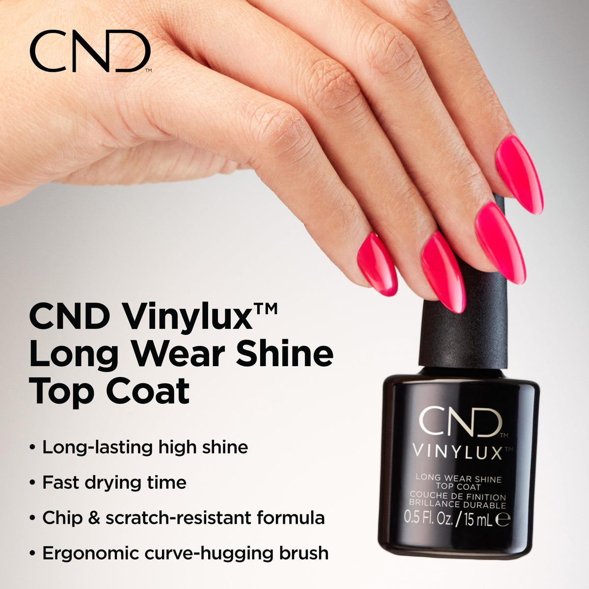 CND Vinylux gloss close-up highlighting high-shine finish that resists dulling