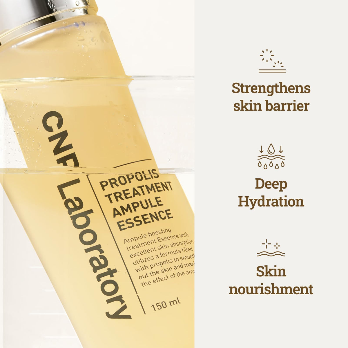 CNP bottle held in hand to show 150ml size and travel convenience