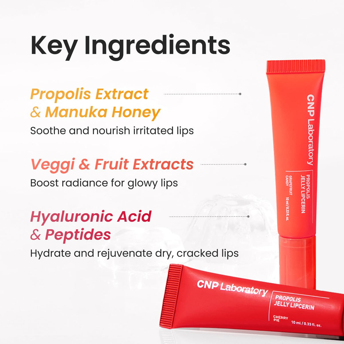 CNP Propolis Lipcerin near honey and propolis visuals highlighting nourishing ingredients