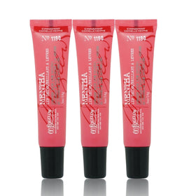 C.O. Bigelow front packaging showing three cinnamint lip shine tubes and glossy finish benefit