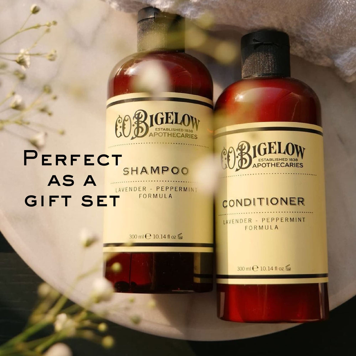 C.O. Bigelow conditioner applied to midlengths showing detangling and softness benefit
