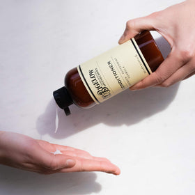 C.O. Bigelow pump dispensing conditioner into hand for easy application benefit