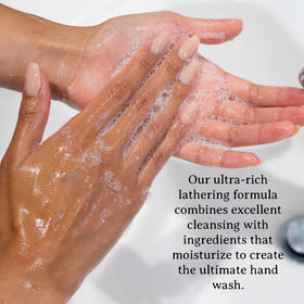 C. O. Bigelow pump dispensing soap showing easy single-hand use