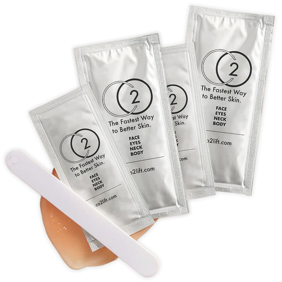 CO2Lift front packaging showing product name and single-use mask benefit