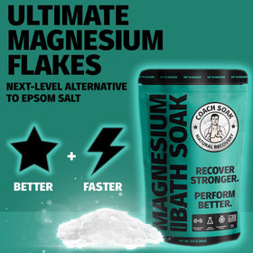 Coach Soak close-up of magnesium flakes highlighting pure texture and quick dissolve