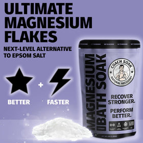 Coach Soak close-up of magnesium flakes texture and fast dissolution