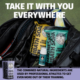 Coach Soak 3 lb jar beside common items to show actual size