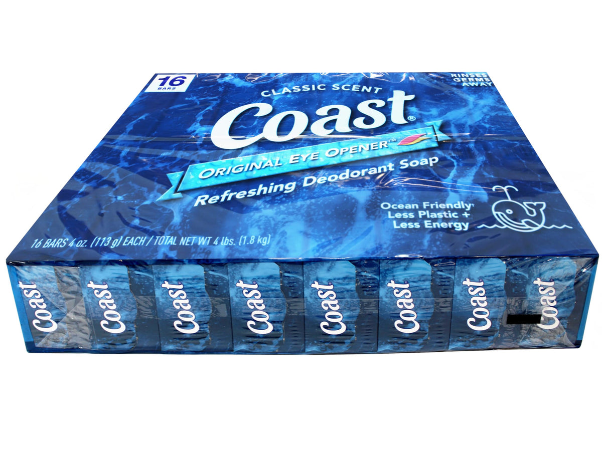 Person holding Coast bar under running water, demonstrating quick-rinse cleansing