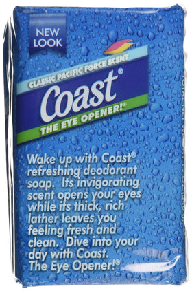 Close-up of Coast original blue bar texture highlighting smooth lather potential for clean rinsing