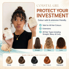 Coastal Grl ingredients label close-up highlighting nourishing oils