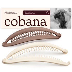 Cobana front view of large 6-inch banana clip showing shape and color benefit instant volume