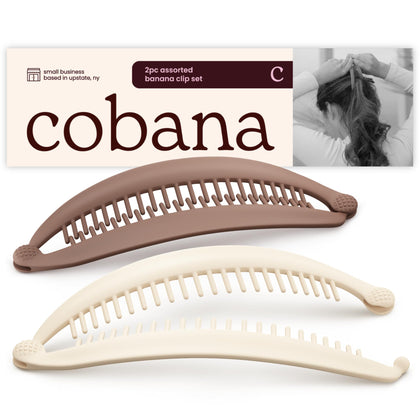 Cobana front view of large 6-inch banana clip showing shape and color benefit instant volume