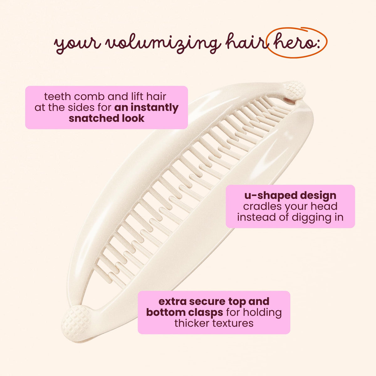 Cobana clip securing half-up hairstyle demonstrating no-crease volumizing benefit