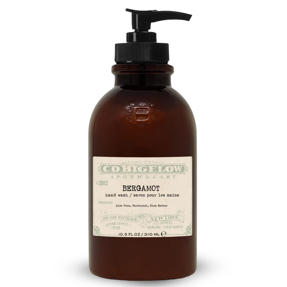 C. O. Bigelow front bottle view showing bergamot scent and clean design benefit