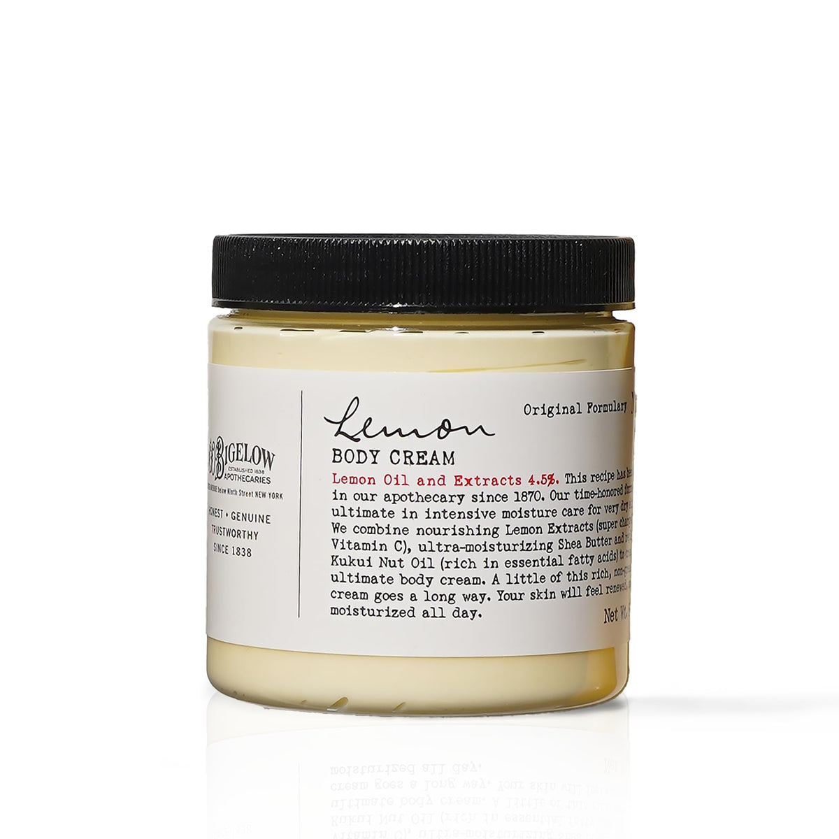 C. O. Bigelow front jar showing lemon body cream branding and bright packaging