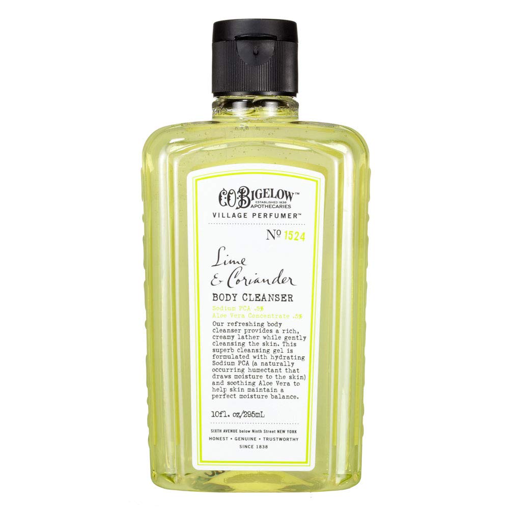 C. O. Bigelow dispensing gel into hand demonstrating rich lather and cleansing