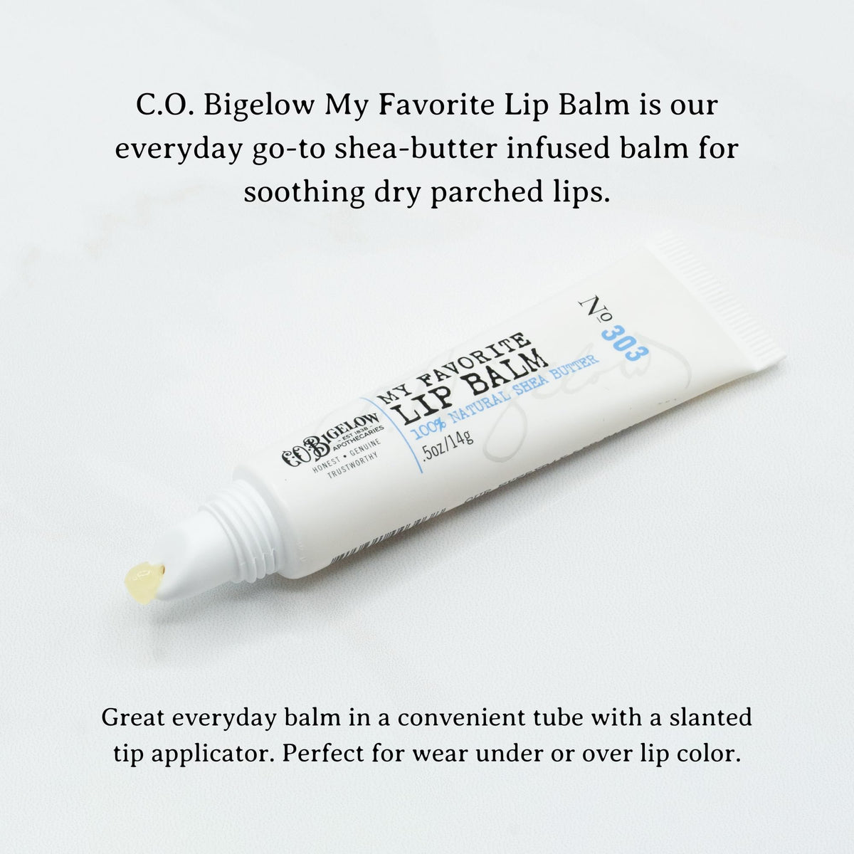 C. O. Bigelow Rose Salve close‑up revealing balm tip and restorative benefit