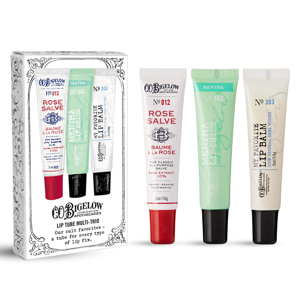 C. O. Bigelow trio front packaging showing three tubes for easy selection