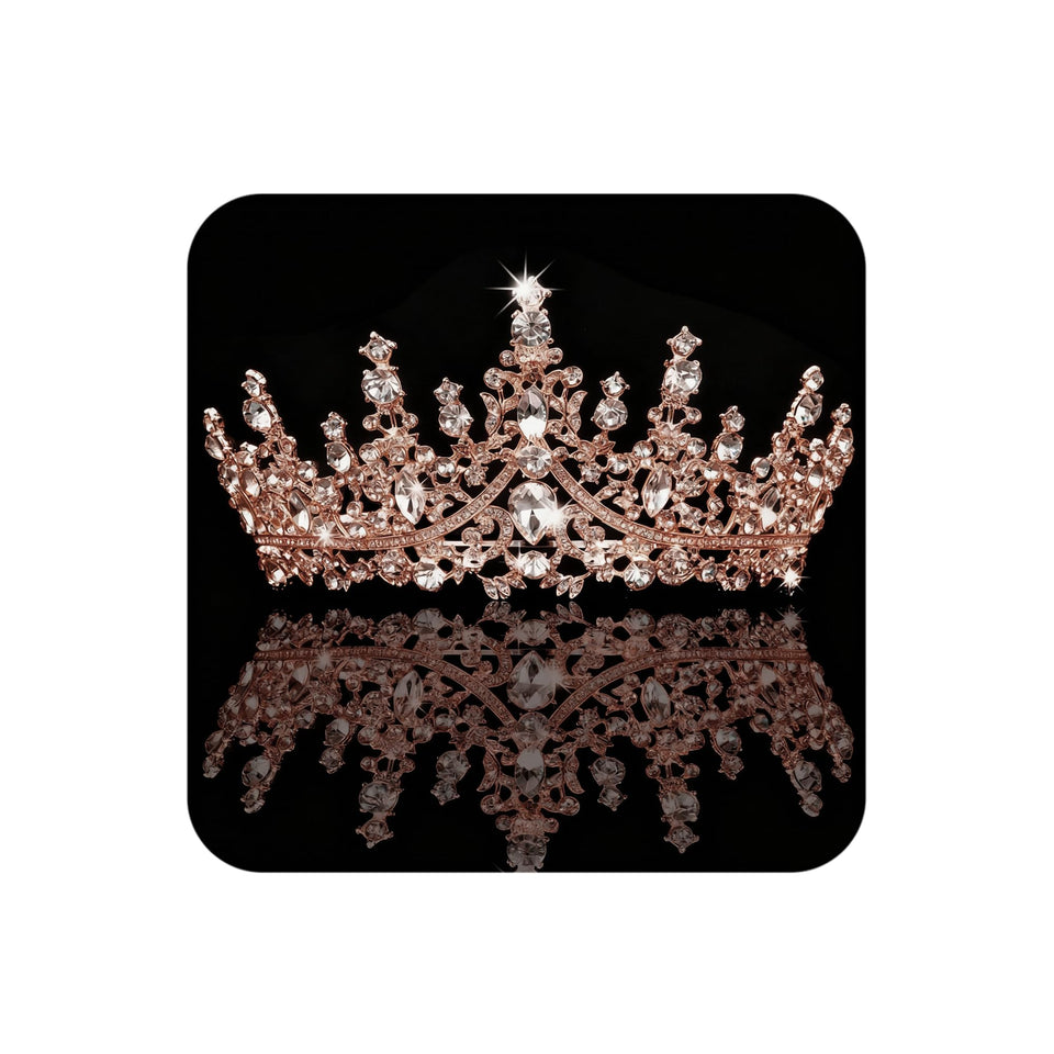 COCIDE front view rose gold tiara showing regal silhouette and sparkle