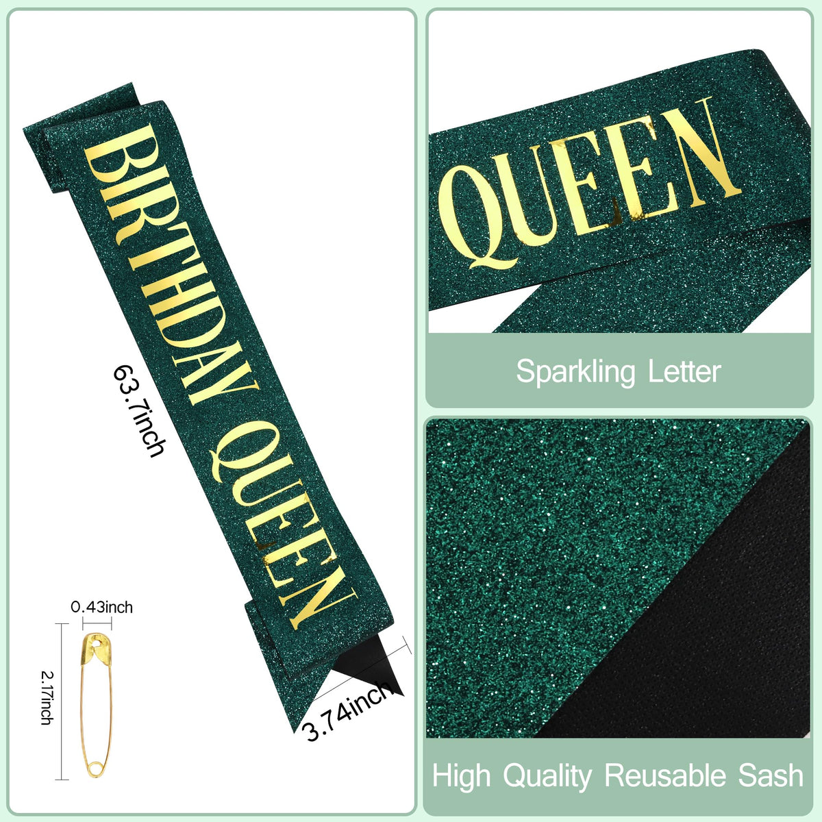 COCIDE sash and tiara beside ruler showing exact dimensions for sizing clarity