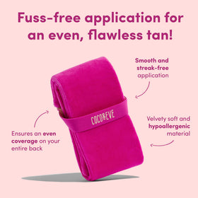 Coco & Eve applicator paired with tanning foam and mitt for complete routine