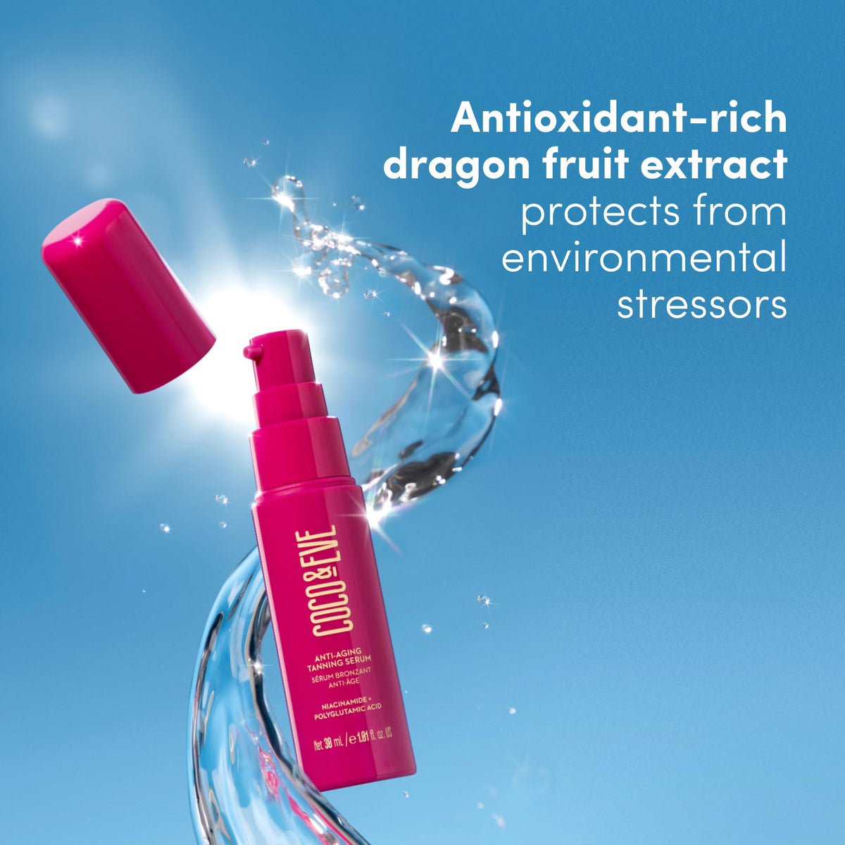 Coco & Eve ingredients label detail emphasizing niacinamide benefit