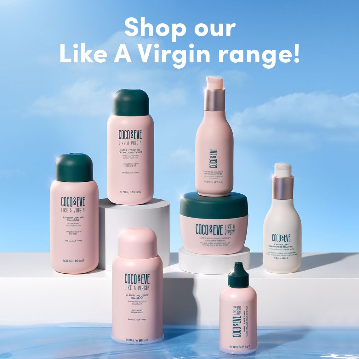 Coco & Eve bottle on bathroom shelf showing stylish routine benefit