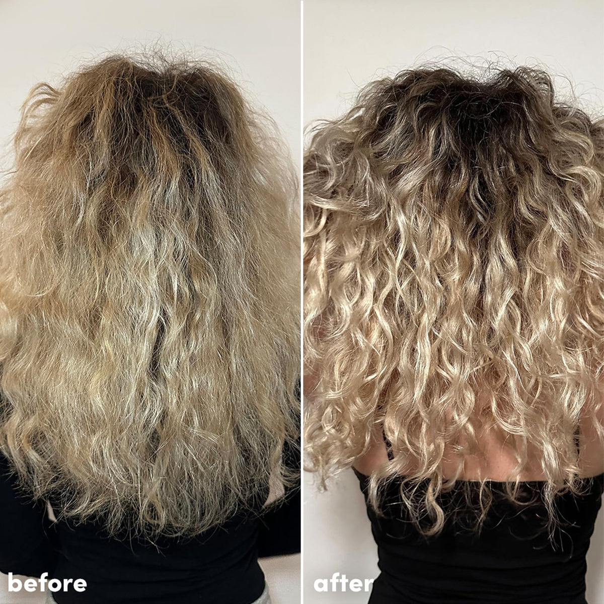 Coco & Eve before and after hard-water results for brighter hair