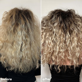 Coco & Eve before and after hard-water results for brighter hair