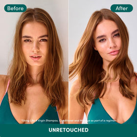 Coco & Eve before and after showing smoother, shinier hair