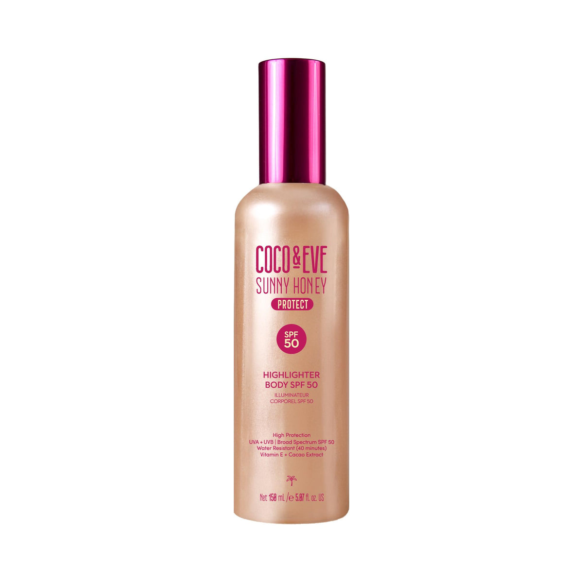 Coco & Eve bottle front view showing packaging and SPF 50 protection