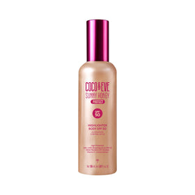 Coco & Eve bottle front view showing packaging and SPF 50 protection