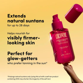 Coco & Eve bottle placed on sand capturing after-sun ritual benefit
