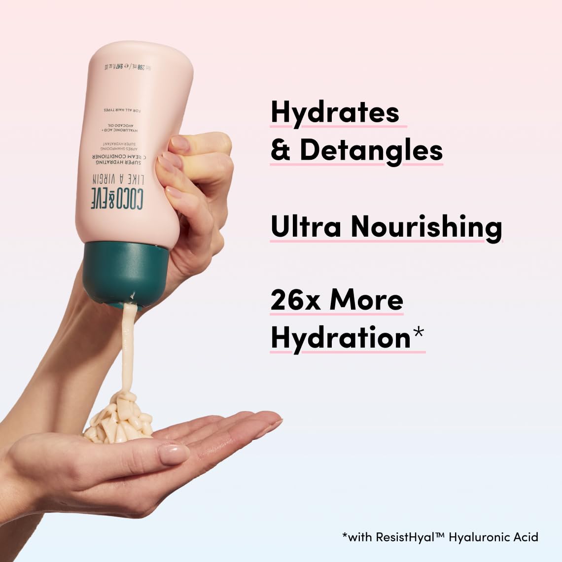 Coco & Eve creamy conditioner texture showing rich hydration