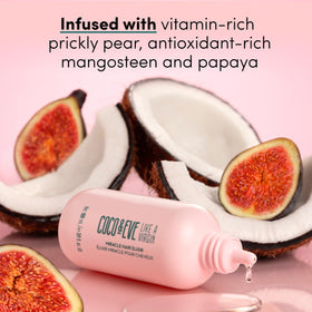 Applying Coco & Eve elixir to damp hair for hydration and heat protection